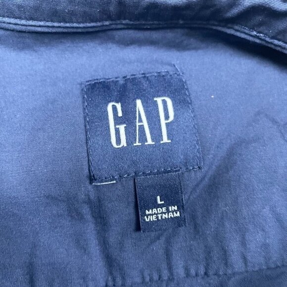 Gap Mens Short Sleeve Navy Blue Button-Up Shirt Size Large a1426 - Picture 2 of 6